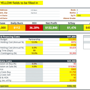 Basic House Flipping Spreadsheet